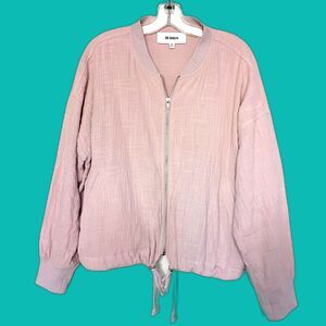 BB Dakota Steve Madden 100% Cotton Pink Lilac Bomber Jacket M Lightweight Woven